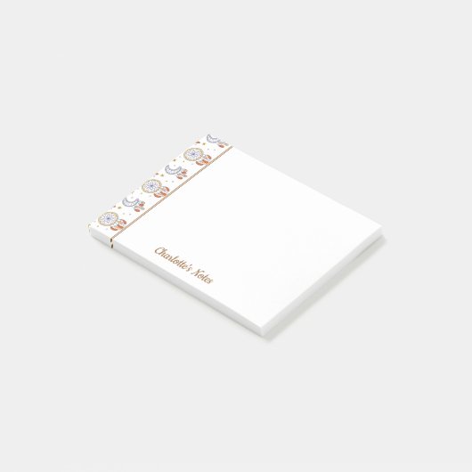 Retro Whimsical Mandala Boho Patroonnaam Post-it® Notes (Schuin)