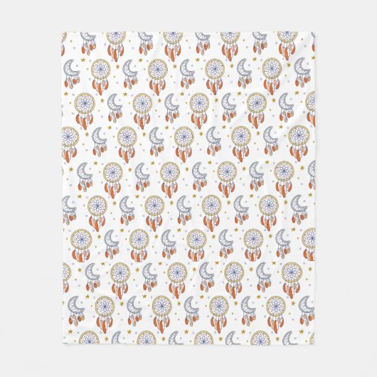 Retro Whimsical Mandala Boho Pattern Fleece Deken (Voorkant)