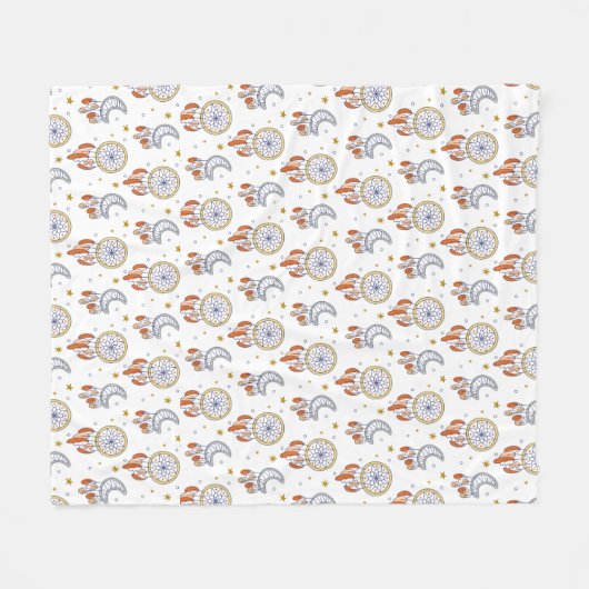 Retro Whimsical Mandala Boho Pattern Fleece Deken (Voorkant (Horizontaal))