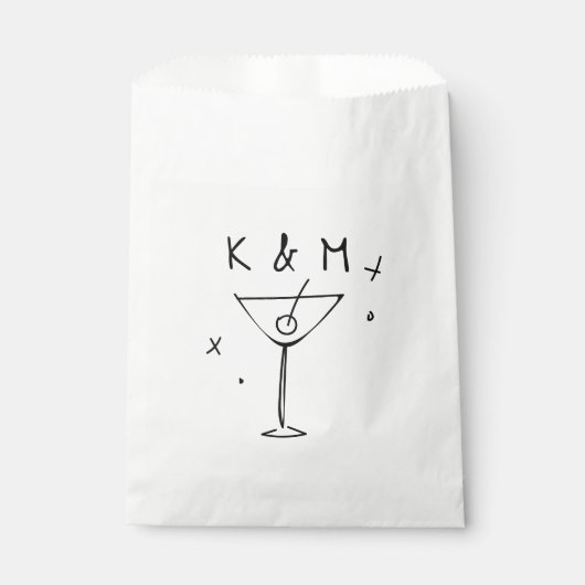 Retro Whimsical Martini Hand getekende aangepaste Bedankzakje (Voorkant)