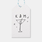 Retro Whimsical Martini Hand getekende aangepaste Cadeaulabel (Voorkant)