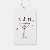 Retro Whimsical Martini Hand getekende aangepaste Cadeaulabel (Achterkant)