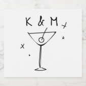 Retro Whimsical Martini Hand getekende aangepaste  Likeurfles Etiket (Enkel label)