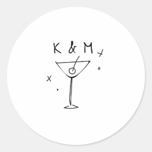 Retro Whimsical Martini Hand getekende aangepaste  Ronde Sticker