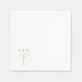 Retro Whimsical Martini Hand getekende aangepaste Servet