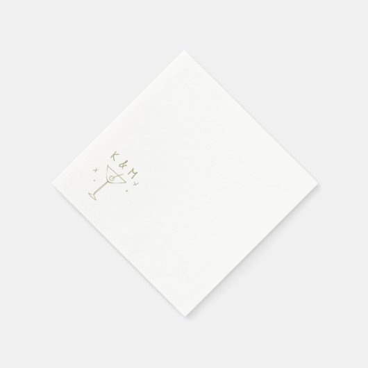 Retro Whimsical Martini Hand getekende aangepaste Servet (Hoek)