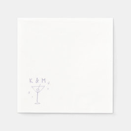 Retro Whimsical Martini Hand getekende aangepaste Servet