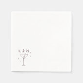 Retro Whimsical Martini Hand getekende aangepaste Servet (Voorkant)