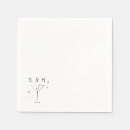 Retro Whimsical Martini Hand getekende aangepaste Servet