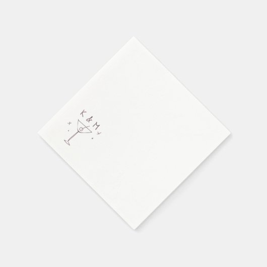 Retro Whimsical Martini Hand getekende aangepaste Servet (Hoek)