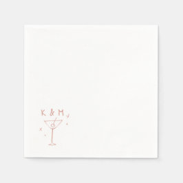 Retro Whimsical Martini Hand getekende aangepaste Servet