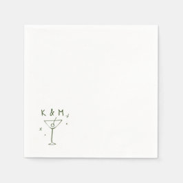 Retro Whimsical Martini Hand getekende aangepaste Servet