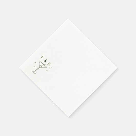 Retro Whimsical Martini Hand getekende aangepaste  Servet (Hoek)