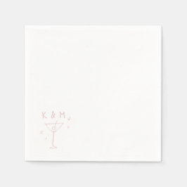 Retro Whimsical Martini Hand getekende aangepaste Servet