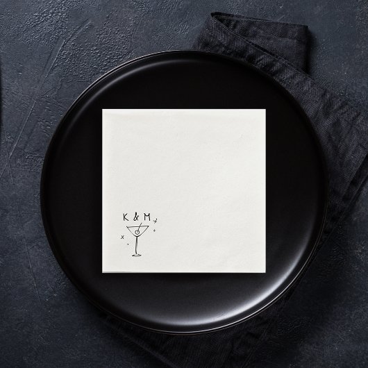 Retro Whimsical Martini Hand getekende aangepaste Servet