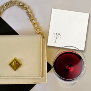 Retro Whimsical Martini Hand getekende aangepaste  Servet