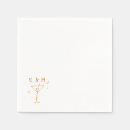Retro Whimsical Martini Hand getekende aangepaste Servet