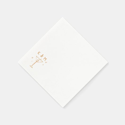 Retro Whimsical Martini Hand getekende aangepaste Servet (Hoek)