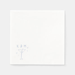 Retro Whimsical Martini Hand getekende aangepaste Servet