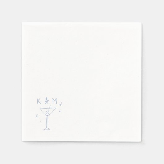 Retro Whimsical Martini Hand getekende aangepaste  Servet (Voorkant)