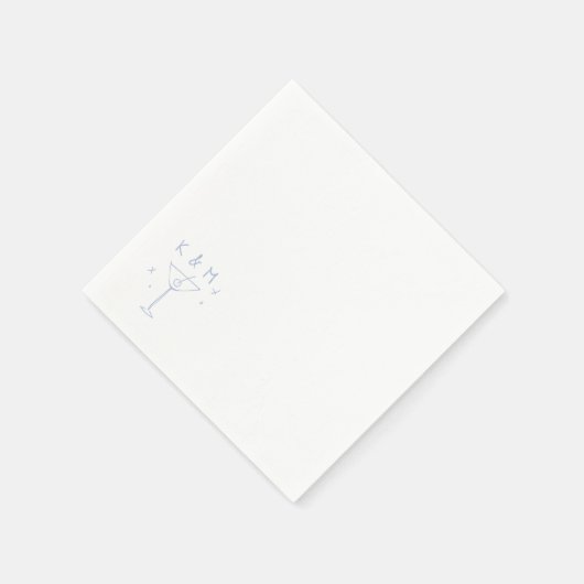 Retro Whimsical Martini Hand getekende aangepaste Servet (Hoek)