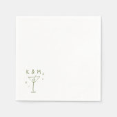 Retro Whimsical Martini Hand getekende aangepaste Servet (Voorkant)