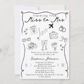 Retro Whimsical Miss naar Mrs QR Code Bruidsfeest Kaart (Voorkant)