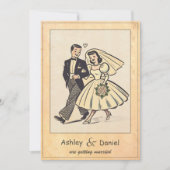  Retro Whimsical Paar 50s Comic Wedding Kaart (Voorkant)