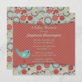 Retro whimsical polka stipt baby shower nodigt uit kaart (Voorkant / Achterkant)