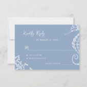 Retro whimsical script beach destination wedding RSVP kaartje (Voorkant)
