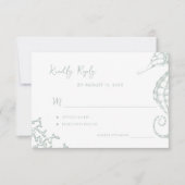Retro whimsical script beach destination wedding RSVP kaartje (Voorkant)