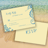 Retro whimsical script beach destination wedding RSVP kaartje