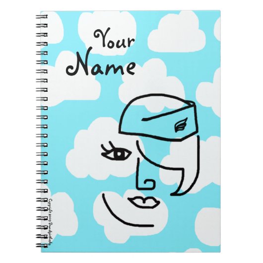 Retro Whimsical Stewardess Custom Journal-laptop Notitieboek (Voorkant)
