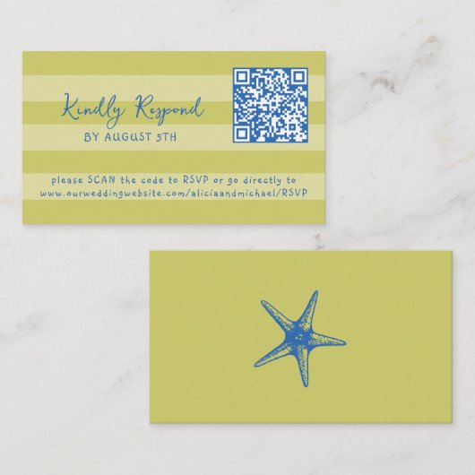 Retro whimsical summer beach QR code online RSVP Informatiekaartje (Voorkant / Achterkant)