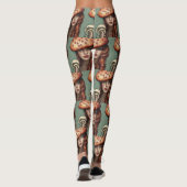 retro whimsische paddenstoel liefhebbers leggings (Achterkant)