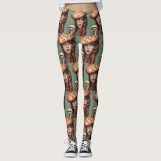 retro whimsische paddenstoel liefhebbers leggings