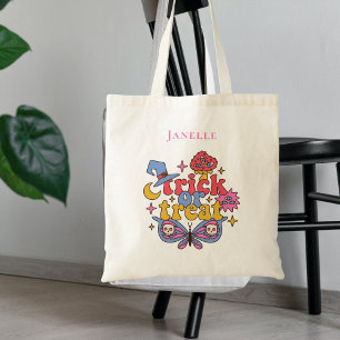 Retro Whimsische Trick or Treat Halloween Tote Bag