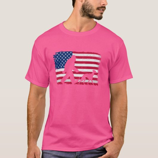 Retro Whippet Dog 4 juli Amerikaanse vlag Pat T-shirt (Voorkant)