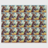 Retro Whippet Dog Schilderen Cadeaupapier (Vlak)