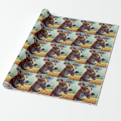 Retro Whippet Dog Schilderen Cadeaupapier (Uitgerold)
