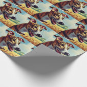 Retro Whippet Dog Schilderen Cadeaupapier (Hoek)