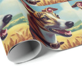 Retro Whippet Dog Schilderen Cadeaupapier (Rol Hoek)