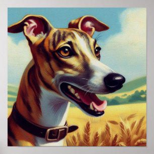 Retro Whippet Dog Schilderen Poster