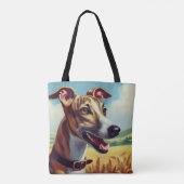 Retro Whippet Dog Schilderen Tote Bag (Achterkant)