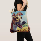 Retro Whippet Dog Schilderen Tote Bag (Dichtbij)