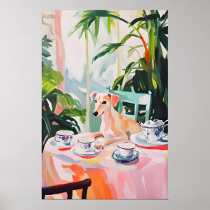 Retro Whippet Poster, Whippet Olie Schilderij Poster