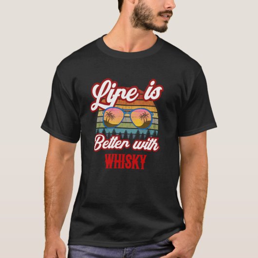 Retro Whisky Sunset  With Whisky T-shirt (Voorkant)