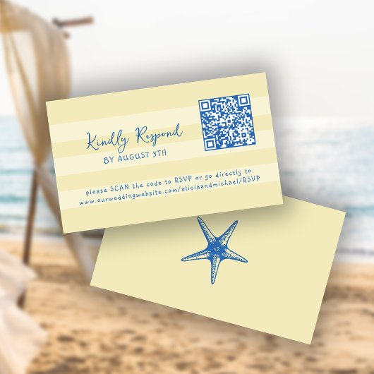 Retro-whistful zomerstrand QR-code online RSVP Informatiekaartje