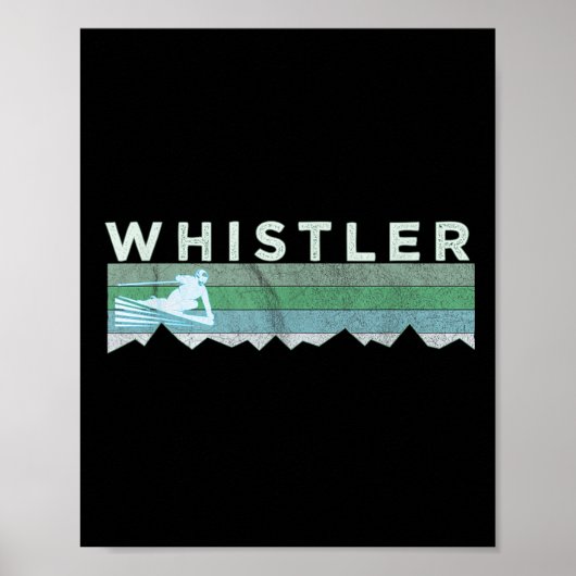 Retro Whistler Bc Canada Geschaatste Skiën Poster (Voorkant)
