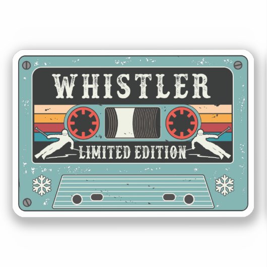 Retro Whistler Ski Sticker (Voorkant)